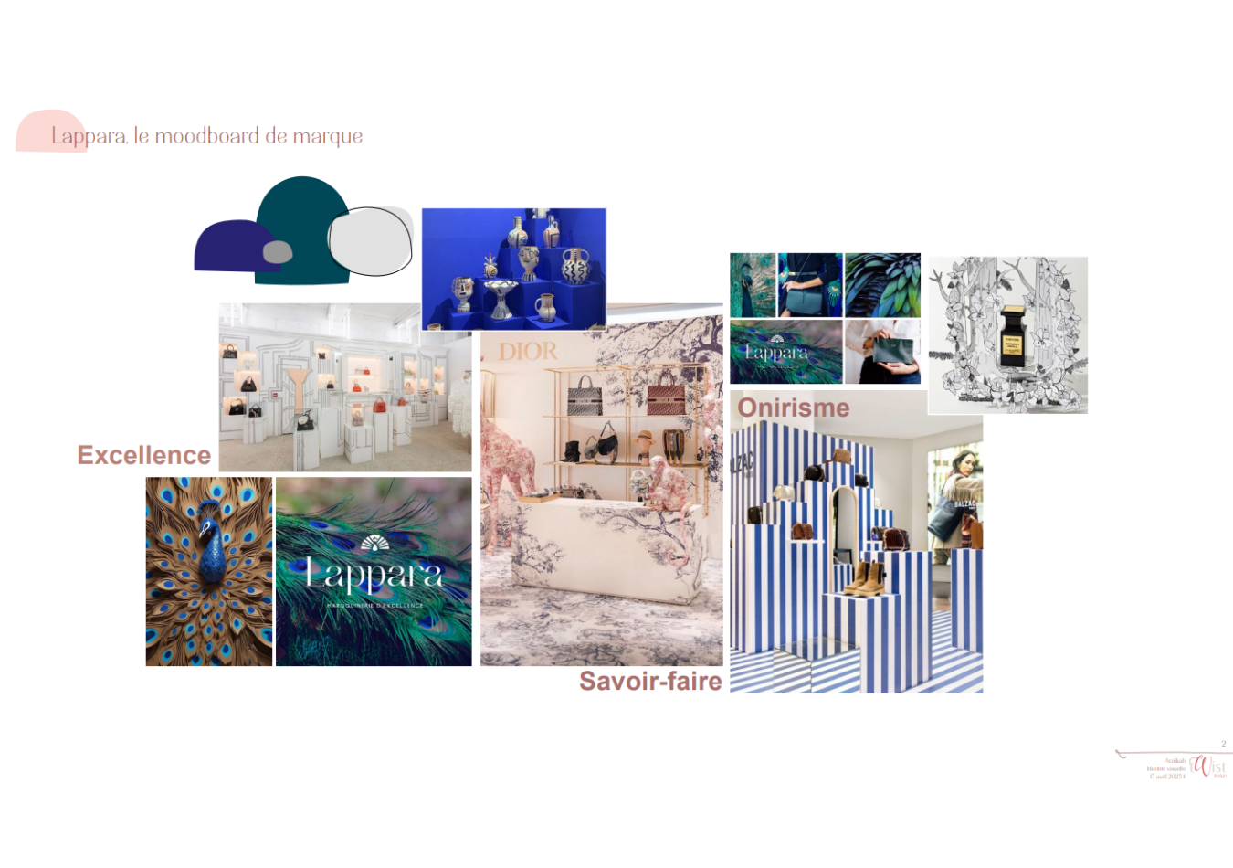 planche d'inspiration pour mise en valeur du savoir-faire maroquinier